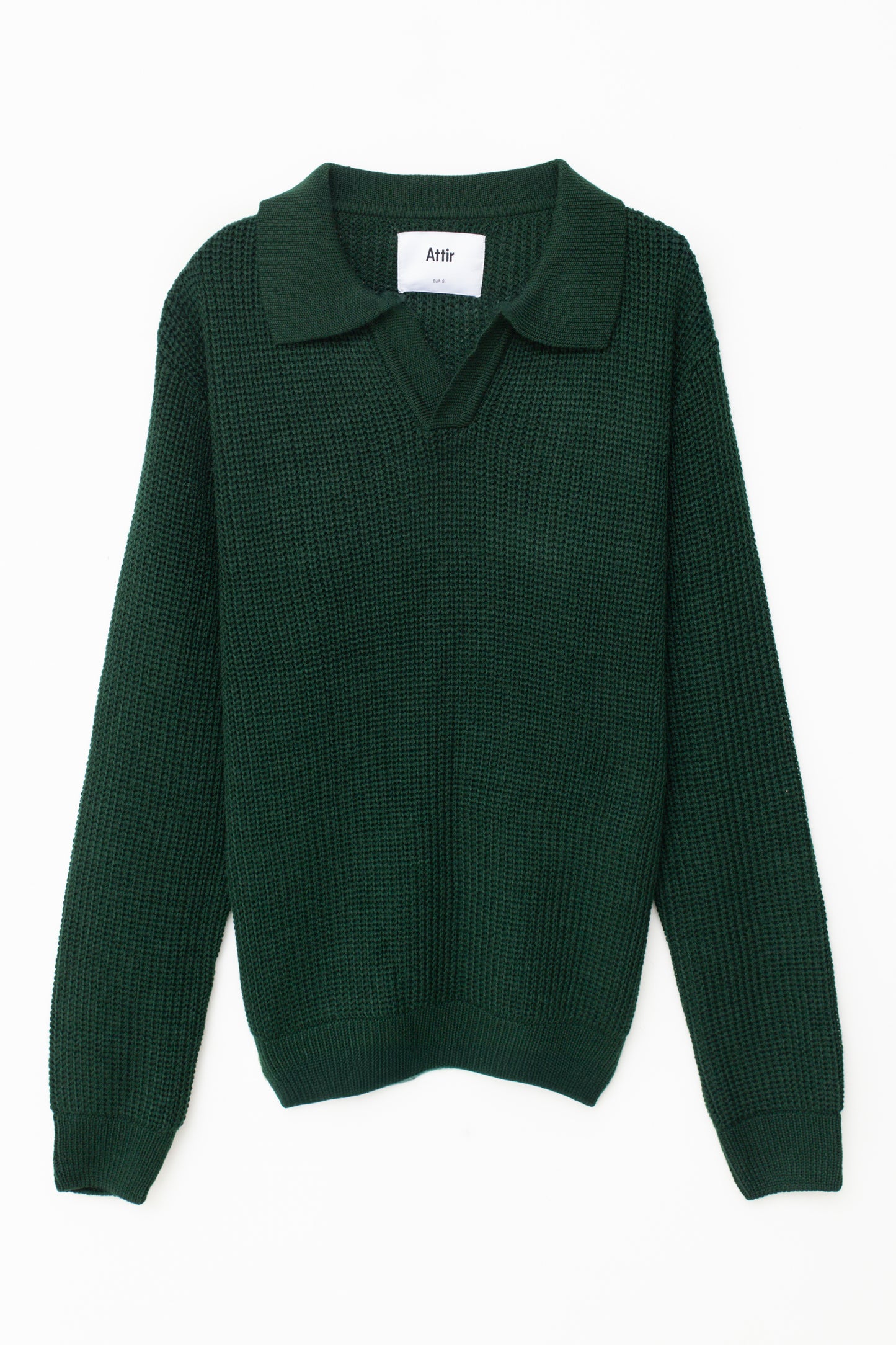 Chunky-knit Polo Jumper in Green