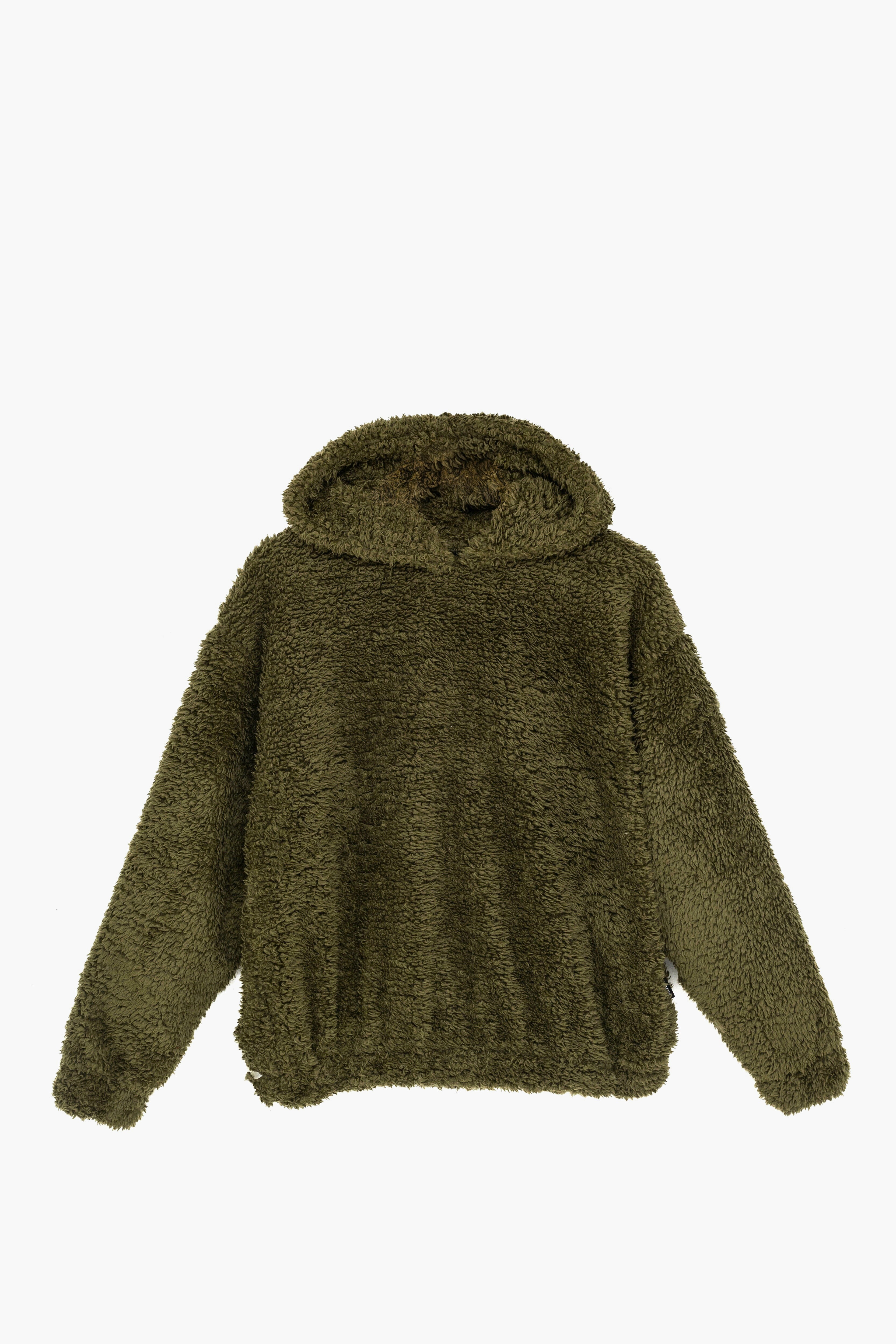 Teddy Fur Oversized Hood in Olive Attir