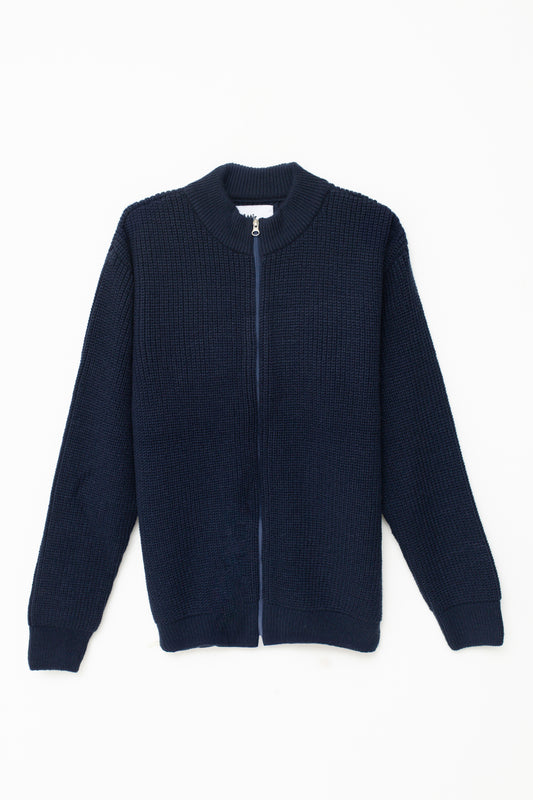 Zip Through Jumper in Navy