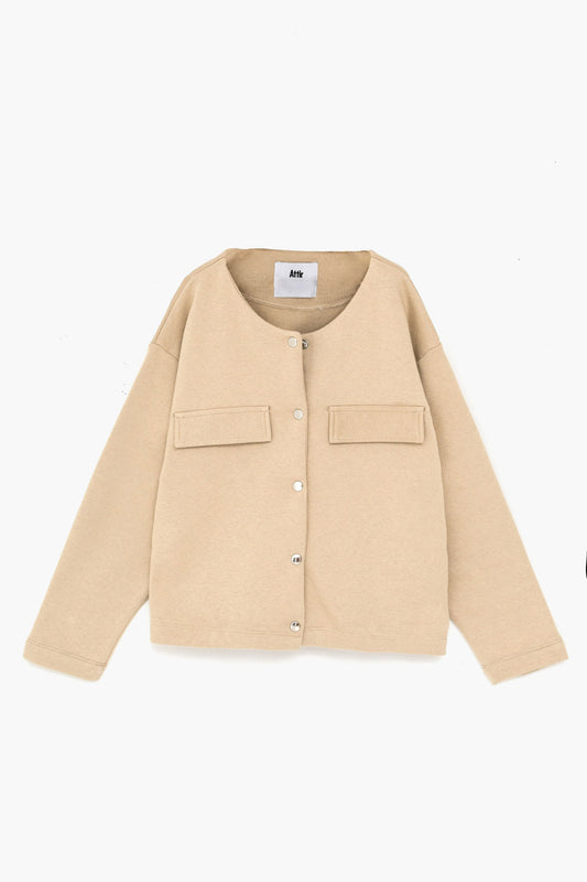 Sweatshirt Cardigan in Light Beige