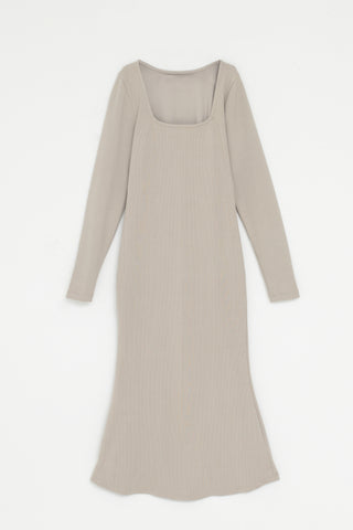 Square Neck Midi Dress in Stone