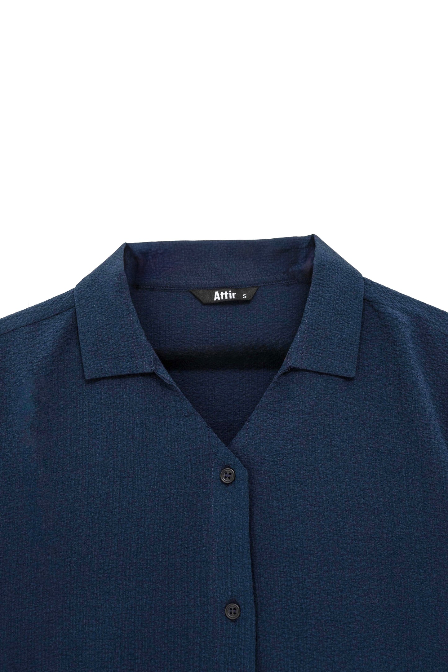 Textured V-collar Shirt in Blue