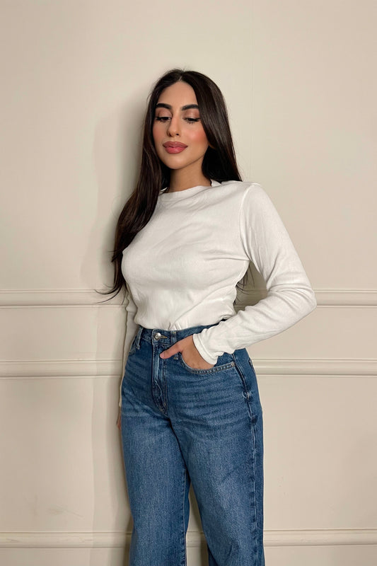 Mock Neck Top in White