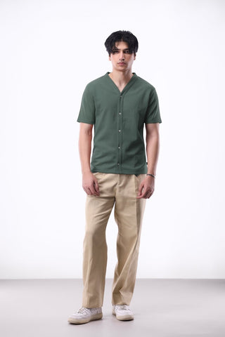 Interlock Baseball Shirt in Dark Green - AttirSHIRT