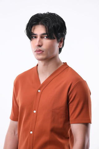 Interlock Baseball Shirt Rust Orange - AttirSHIRT
