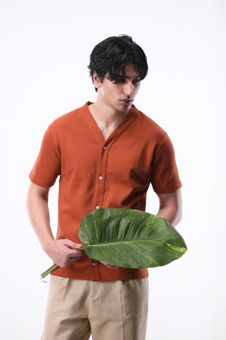 Interlock Baseball Shirt Rust Orange - AttirSHIRT