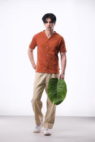 Interlock Baseball Shirt Rust Orange - AttirSHIRT