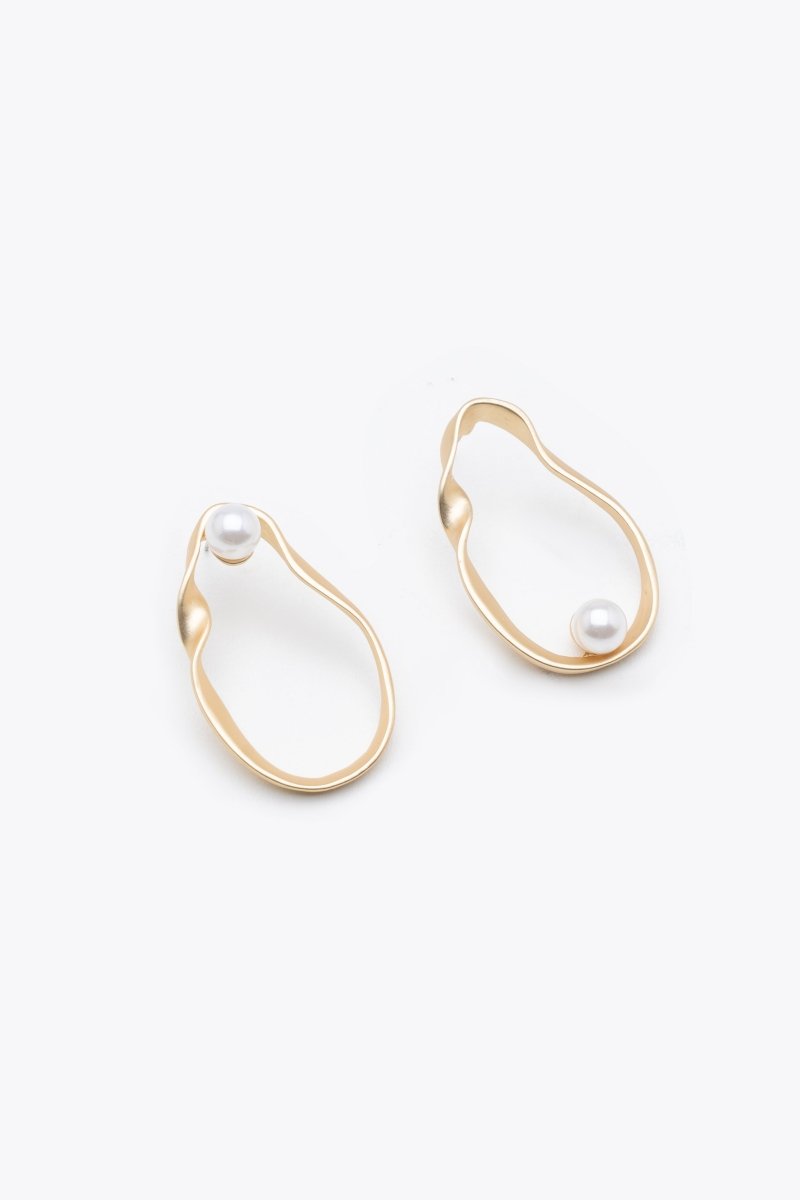 Irregular Round Earrings with Pearl EARRING ATTIR-WOMEN