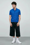 Knitted Button-Up Polo in Deep Blue SHIRT ATTIR-MEN