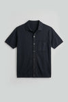 Knitted Button-Up Polo in Ink Black SHIRT ATTIR-MEN