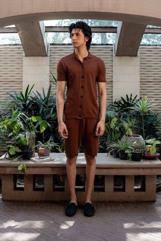 Knitted Shorts in Burnt Brown - AttirSHORT