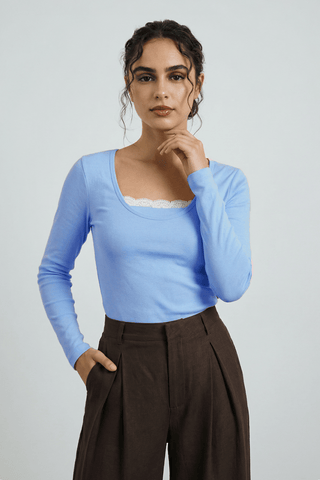 Lace - detail Top in Deep Sky - AttirTOP