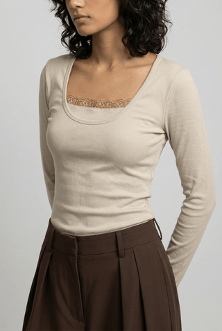 Lace - detail Top in Skin - AttirTOP