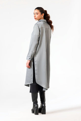 Long Beach Shirt in Crinkle Silk - AttirTUNIC