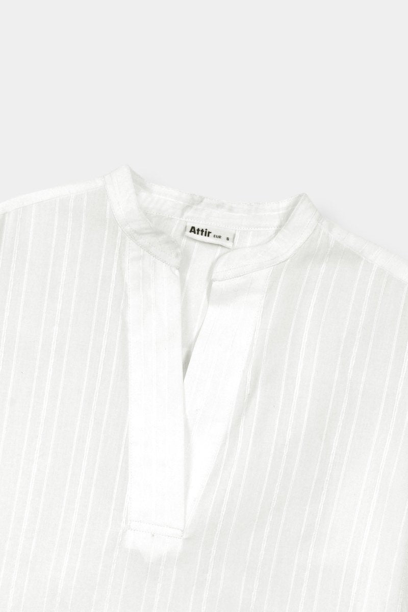 Long V-front Sheer Top SHIRT ATTIR-WOMEN