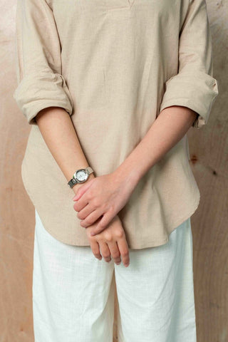Long V - front Shirt in Khaki - AttirSHIRT