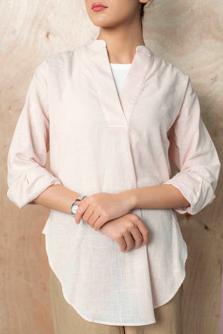 Long V - front Shirt in Pastel Pink - AttirSHIRT