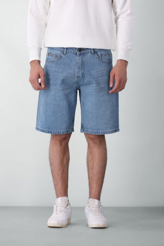 Loose - fit Denim Shorts in Light Acid Wash - AttirSHORT