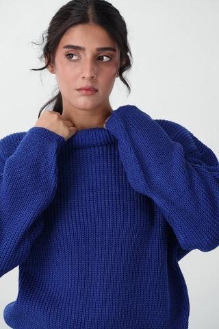 Loose - Knit Jumper in Lapis Blue - AttirSWEATER