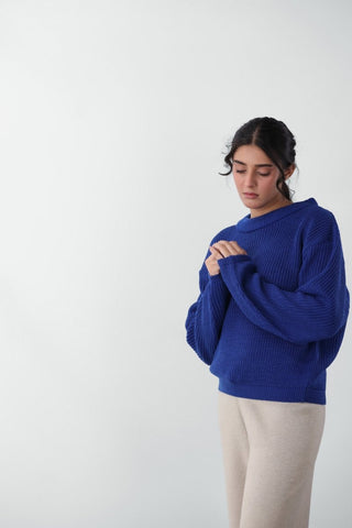 Loose - Knit Jumper in Lapis Blue - AttirSWEATER