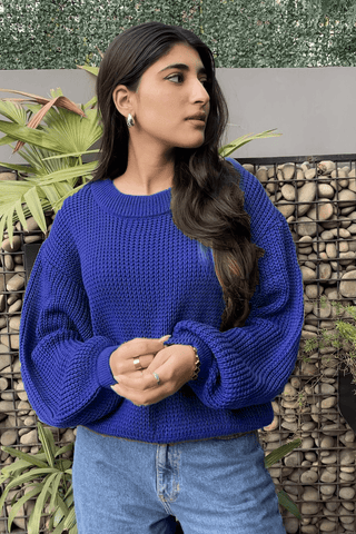 Loose - Knit Jumper in Lapis Blue - AttirSWEATER