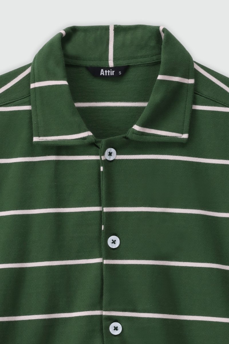 Oversized Striped Shirt in Dark Green SHIRT ATTIR-UNISEX