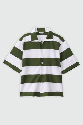 Oversized Striped Shirt in Green - AttirSHIRT