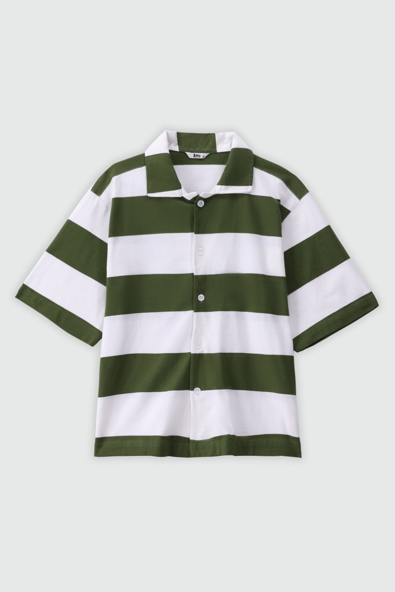Oversized Striped Shirt in Green