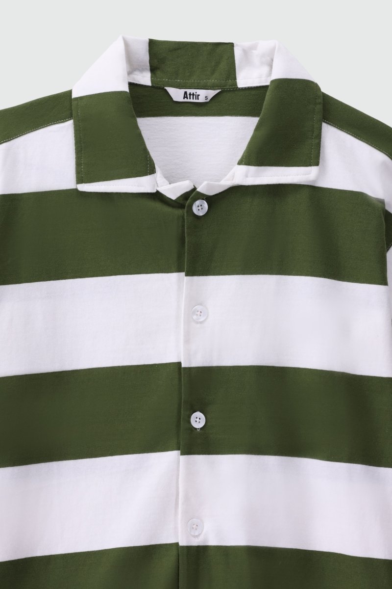 Oversized Striped Shirt in Green SHIRT ATTIR-UNISEX