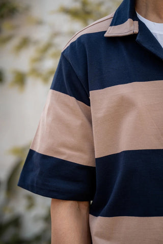 Oversized Striped Shirt in Navy - AttirSHIRT