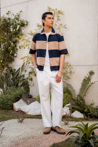 Oversized Striped Shirt in Navy - AttirSHIRT