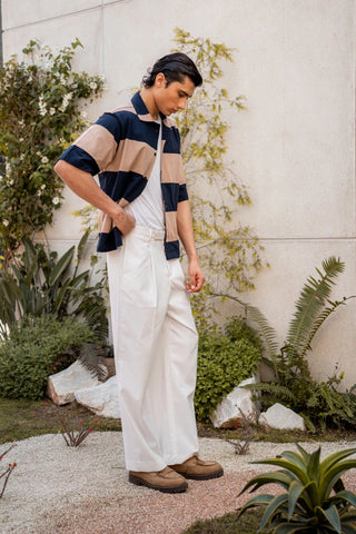 Oversized Striped Shirt in Navy - AttirSHIRT