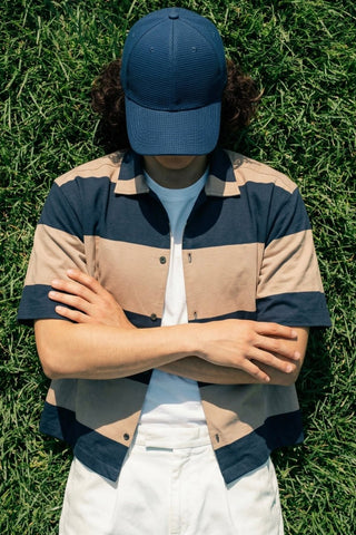 Oversized Striped Shirt in Navy - AttirSHIRT