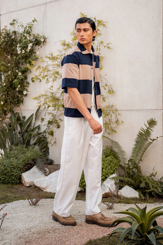 Oversized Striped Shirt in Navy - AttirSHIRT