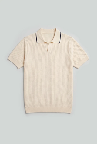 Pearl - Knit Polo Shirt in Cream - AttirPOLO