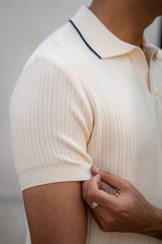 Pearl - Knit Polo Shirt in Cream - AttirPOLO