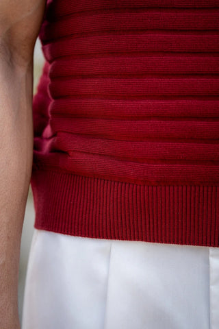 Pearl - Knit Polo Shirt in Deep Maroon - AttirPOLO