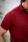 Pearl-Knit Polo Shirt in Deep Maroon POLO ATTIR-MEN
