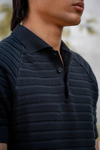 Pearl - Knit Polo Shirt in Ink Black - AttirPOLO