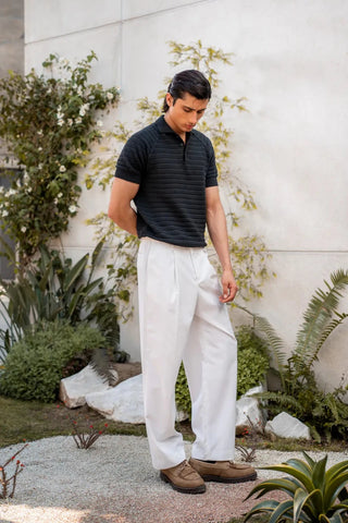 Pearl - Knit Polo Shirt in Ink Black - AttirPOLO