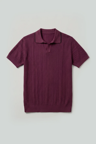 Pearl - Knit Polo Shirt in Plum - AttirPOLO