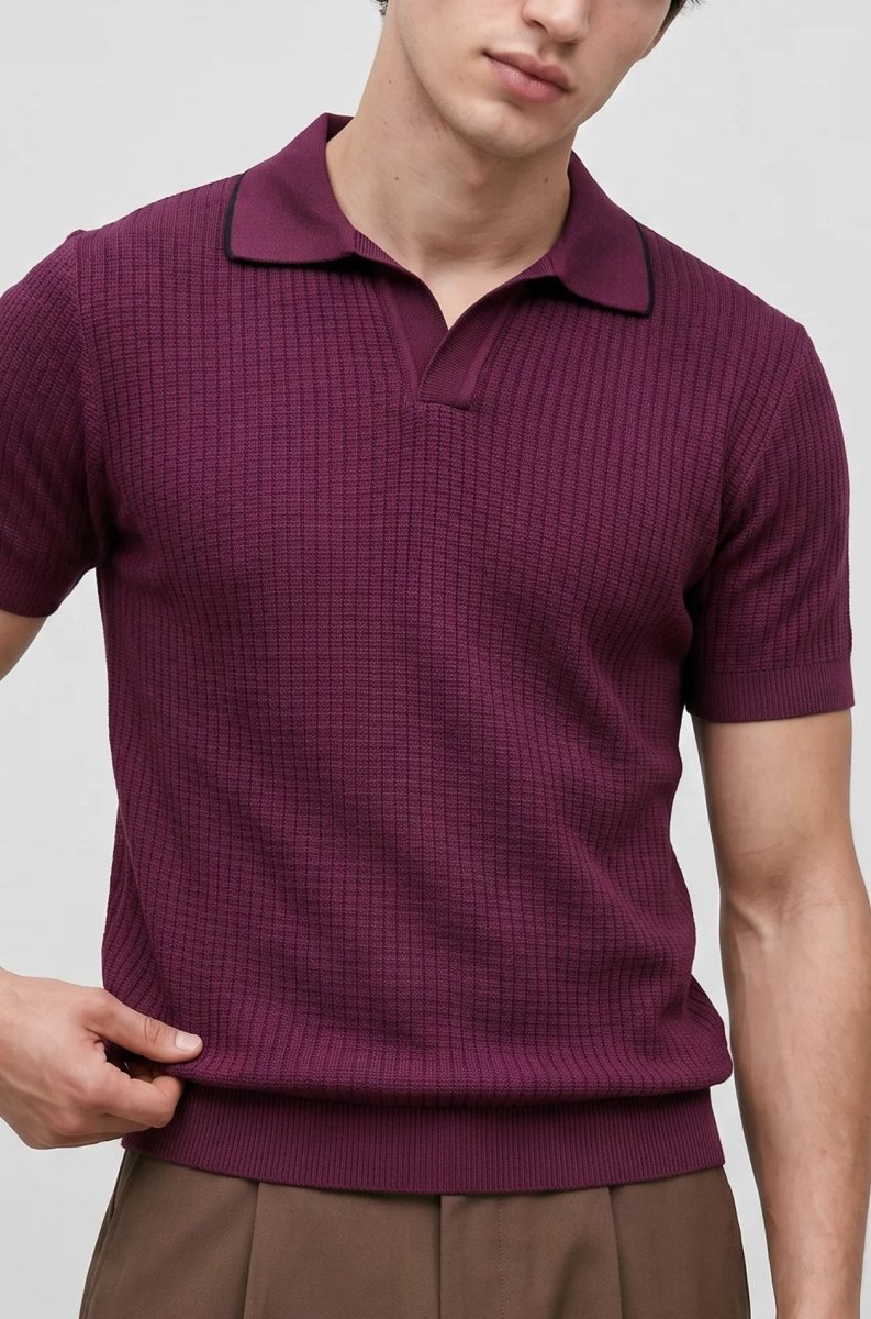 Pearl-Knit Polo Shirt in Plum POLO ATTIR-MEN