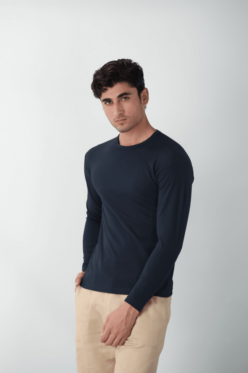 Perfect Fit Long Sleeves T-shirt in Dark Navy TEE ATTIR-MEN