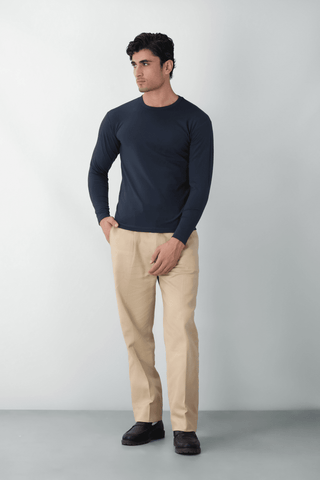 Perfect Fit Long Sleeves T-shirt in Dark Navy - AttirTEE