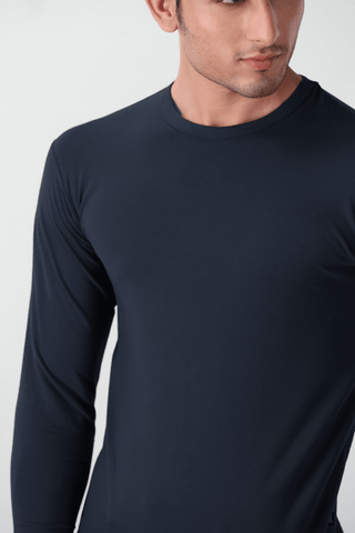 Perfect Fit Long Sleeves T-shirt in Dark Navy - AttirTEE
