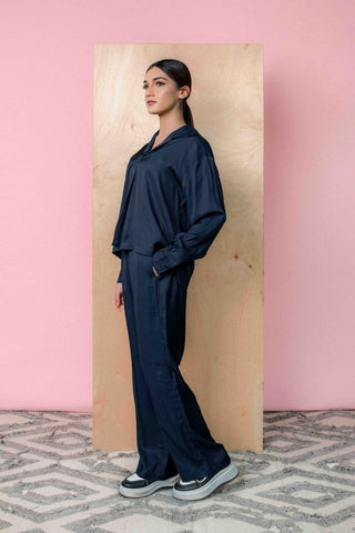 Pleated Co - ord Set in Dark Navy - AttirSET