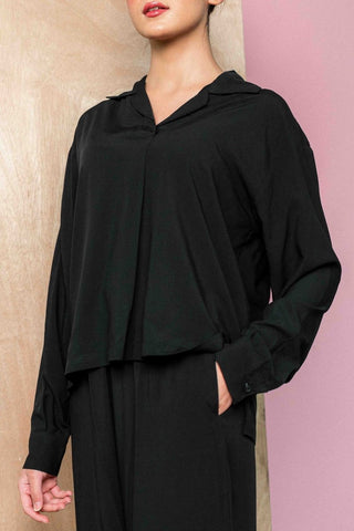 Pleated Co - ord Set in Ink Black - AttirSET