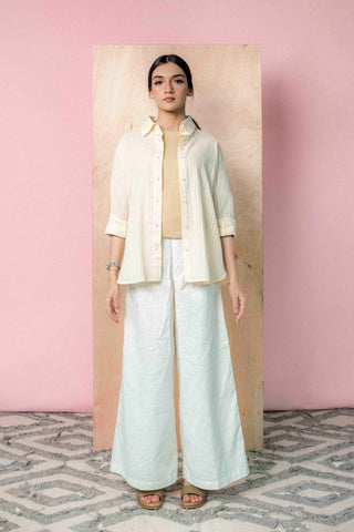 Pointelle Shirt in Cream - AttirSHIRT