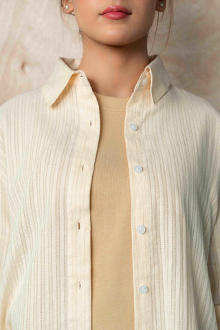 Pointelle Shirt in Cream - AttirSHIRT