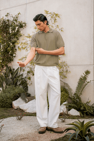 Relaxed - fit Pointal - Knit Polo Shirt in Camel - AttirPOLO